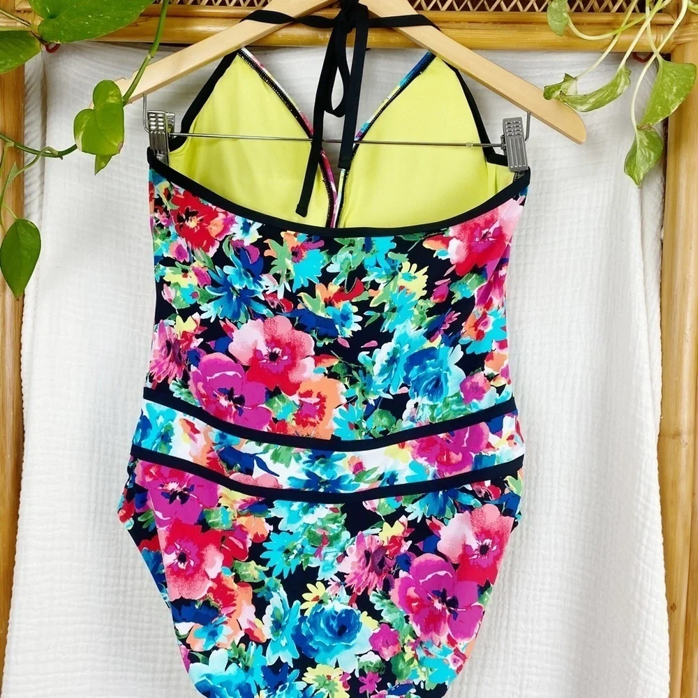 NWT BLEU ROD BEATTIE TWO OF A‎ KIND MULTICOLOR FLORAL ONE PIECE​​​​​ - Picture 7 of 10